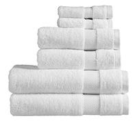 Christy Refresh Bath Towel Set | Set of 6 | 2 Bath 2 Hand 2 Face | Quick Dry | Gentle Pastel Tones | Soft Absorbent Bathroom Towels | 100% Cotton 550GSM | White
