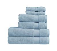 Christy Refresh Bathroom Towel Set | Set of 6 | 2 Bath 2 Hand 2 Face | Quick Dry | Gentle Pastel Tones | Soft Absorbent Shower Towels | 100% Cotton 550GSM | Denim Blue