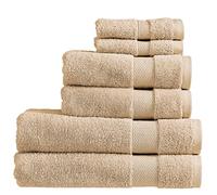 Christy Refresh Bathroom Towel Set | Set of 6 | 2 Bath 2 Hand 2 Face | Quick Dry | Gentle Pastel Tones | Soft Absorbent Shower Towels | 100% Cotton 550GSM | Driftwood Brown