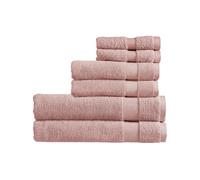Christy Refresh Bathroom Towel Set | Set of 6 | 2 Bath Sheets 2 Hand Towels 2 Face Cloths | Quick Dry | Gentle Pastel Tones | Soft Absorbent Shower Towels | 100% Cotton 550GSM | Dusty Pink
