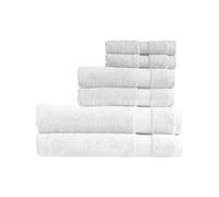 Christy Refresh Bathroom Towel Set | Set of 6 | 2 Bath Sheets 2 Hand Towels 2 Face Cloths | Quick Dry | Gentle Pastel Tones | Soft Absorbent Shower Towels | 100% Cotton 550GSM | White