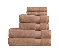 Christy Refresh Bathroom Towel Set | Set of 6 | 2 Bath Sheets 2 Hand Towels 2 Face Cloths | Quick Dry | Gentle Pastel Tones | Soft Absorbent Shower Towels | 100% Cotton 550GSM | Clay brown
