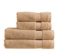 Christy Refresh Brown Towel Set | Set of 4 | 2 Bath 2 Hand | Quick Dry | Gentle Pastel Tones | Soft Absorbent Bathroom Towels | 100% Cotton 550GSM | Chai Latte