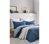 CHRISTY 'Relaxed Linen' Washed Finish Reversible Duvet Cover Set in Blue | Size: Single Christy Blue Single
