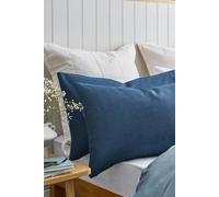 CHRISTY 'Relaxed Linen' Washed Finish Reversible Standard Pillowcase Pair in Blue Christy Blue