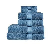 Christy Renaissance 6 Piece Towel Set | Denim Blue | 100% Egyptian Cotton Pile | Luxuriously Soft and Super Absorbent | 675 GSM | 2 Bath Towels 2 Hand Towels 2 Face Cloths