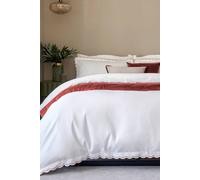 Christy Scallop Edge Cotton Sateen Duvet Sets In Red Red Single