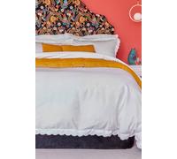 Christy Scallop Edge Cotton Sateen Duvet Sets In White White Single