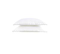 Christy Scallop Edge Cotton Sateen Oxford Pillowcases In Grey Grey One Size