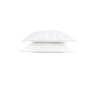 Christy Scallop Edge Oxford Pillowcase Pair | Luxury Cotton Sateen | Contrasting Embroidered Trim | Smooth, Glossy Bedding | White