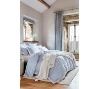 CHRISTY Seersucker Cotton Stripe Relaxed Duvet Cover Sets in Blue | Size: Super King Christy Blue Super King