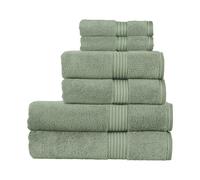 Christy Supreme Hygro 6 Piece Towel Set | Bay Leaf Green | 100% Luxury Supima Cotton | Ultra Soft | Super Absorbent | 650GSM | 2 Bath Towels 2 Hand Towels 2 Face Cloths