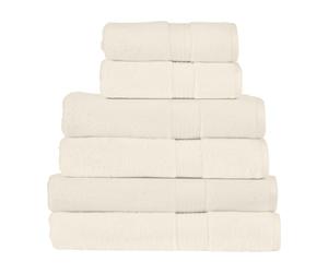Christy Supreme Hygro Family Towel Set | Almond White | 100% Luxury Supima Cotton | Ultra Soft | Super Absorbent | 650GSM | 2 Bath Sheets 2 Bath Towels 2 Hand Towels