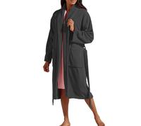 CHRISTY Women's 'Supreme Velour' 100% Sheared Cotton Bath Robe in Dark Grey | Size: XL Christy Dark Grey XL