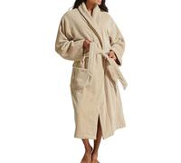 Christy Supreme Velour Bath Robe | Luxuriously Soft Dressing Gown | 400GSM Heavyweight Womens Bathrobe | Sustainably Manufactured 100% Cotton | Size Large | Stone Colour