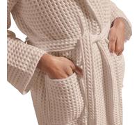 Christy Waffle Kimono Style Cotton Bath Robe, S/M, Women, Blush Pink