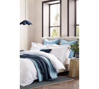 CHRISTY 'Wave Edge' Embroidered Cotton Percale Duvet Cover Sets in Blue | Size: Single Christy Blue Single