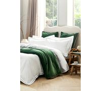 CHRISTY 'Wave Edge' Embroidered Cotton Percale Duvet Cover Sets in Green | Size: Super King Christy Green Super King