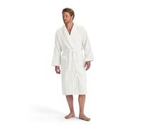 Christy Luxury Egyptian Bath Robe | Soft Ribbed Dressing Gown | Spa Inspired Men's Bathrobe | Sustainably Manufactured | 100% Egyptian Cotton | Size Small-Medium | White