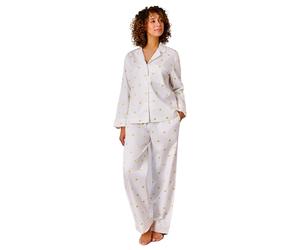 CHRISTY Women's 'Tennis' Embroidered Cotton Pyjama Set in White | Size: Large Christy White L