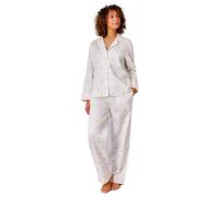 CHRISTY Women's 'Tennis' Embroidered Cotton Pyjama Set in White | Size: XL Christy White XL