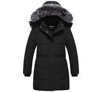 Chrisuno Girl's Long Parka Warm Winter Coat Water Resistant Quilted Puffer Jacket Snow Outwear, Black, 10-12 Years