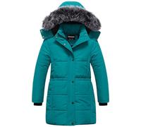 Chrisuno Girl's Long Parka Warm Winter Coat Water Resistant Quilted Puffer Jacket Snow Outwear, Teal Blue, 10-12