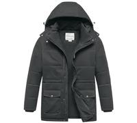 Chrisuno Men's Big and Tall Winter Coat Insulated Military Parka Jacket Waterproof Fleece Lined Thickened Detachable Hood, Dark Grey, 5X