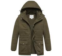 Chrisuno Men's Big and Tall Winter Coat Insulated Military Parka Jacket Waterproof Fleece Lined Thickened Detachable Hood, Brown, 4X