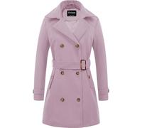 Chrisuno Women's Double Breasted Pea Coat Hooded Long Winter Trench Coat, Taro Purple, X-Large