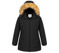 Chrisuno Women's Plus Size Winter Puffer Jacket Warm Long Winter Coats Quilted Waterproof Fleece Lined Detachable Fur Hood, Black, 4X