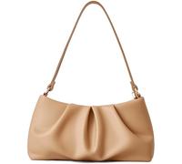 ChrisWish PU Leather Evening Bag Evening Bag Ruched Clutch Purse for Women Detachable Double Shoulder Straps Crossbody Bag, Khaki