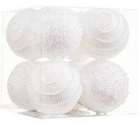 ChrisWish White Christmas Ball Ornaments, 8ct Shatterproof Plastic Hanging Pearl Balls for Holiday Party (90mm/3.54", 8ct)