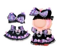 Chritice 2PCS Doll Clothes for Doll,Compatible with Labubu,Purple Vinyl Plush Toy Outfit Set Accessories for 17CM Dolls,1 Big Bow Headpiece + 1 Halter Dress,No Dolls