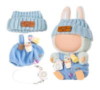 Chritice 3PCS Doll Clothes for Doll,Compatible with Labubu,Blue Vinyl Plush Toy Outfit Set Accessories for 17CM Dolls,1 Strap Pants,Hat & Camera,No Dolls