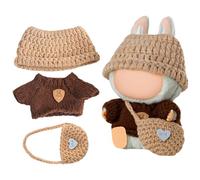 Chritice 3PCS Doll Clothes for Doll,Compatible with Labubu,Brown Vinyl Plush Toy Outfit Set Accessories for 17CM Dolls,1 Hat,Clothes & Bag,No Dolls