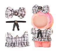 Chritice 3PCS Doll Clothes for Doll,Compatible with Labubu,Cute Vinyl Plush Toy Outfit Set Accessories for 17CM Dolls,1 Bow,Tie & Dress,No Dolls