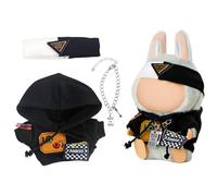 Chritice 3PCS Doll Clothes for Doll,Compatible with Labubu,Vinyl Plush Toy Outfit Set Accessories for 17CM Dolls,1 Hairband,Hoodie & Necklace,No Dolls