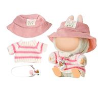 Chritice 3PCS Doll Clothes for Doll,Compatible with Labubu,Vinyl Plush Toy Pink Outfit Set Accessories for 17CM Dolls,1 Sweater,Hat & Water Bottle,No Dolls