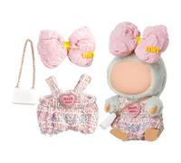 Chritice 3PCS Doll Clothes for Doll,Compatible with Labubu,Vinyl Plush Toy Pink Outfit Set Accessories for 17CM Dolls,1 Hairband,Dress & Bag,No Dolls
