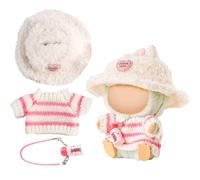 Chritice 3PCS Doll Clothes for Doll,Compatible with Labubu,Vinyl Plush Toy Pink Outfit Set Accessories for 17CM Dolls,1 Sweater,Hat & Water Bottle,No Dolls
