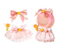 Chritice 4PCS Doll Clothes for Doll,Compatible with Labubu,Vinyl Plush Toy Outfit Set Accessories for 17CM Dolls,1 Tiara,Halter Dress,White Lined Dress & Magic Wand Clip,No Dolls