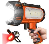 CHRMJERN Rechargeable Spotlight, Super Bright 1000,000 LM LED Flashlight Handheld Spotlight 9600 mAh Long Lasting Large Flashlight Searchlight and Flood Camping Flashlight with Foldable Tripod Orange