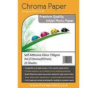 Chroma A4 Self Adhesive Sticky Back Sticker Gloss Inkjet Photo Paper 130gsm 25 Pack