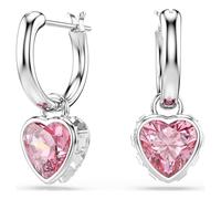 Swarovski Chroma Drop Earrings, Heart, Pink, Rhodium Plated