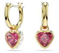 Swarovski Chroma drop earrings, Heart, Red, Gold-tone plated