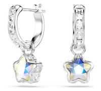 Chroma drop earrings, Mixed cuts, Star, White, Rhodium plated