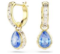 Swarovski Chroma Gold Pear Cut Blue Drop Earrings
