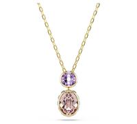 Chroma Gold Tone Plated Multi Coloured Stone Pendant Necklace