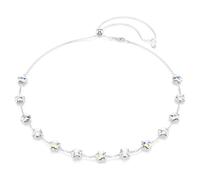 Chroma Necklace, Mixed Sizes, Star, White, Rhodium Finish